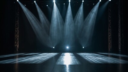 An empty stage bathed in dramatic lighting evoking anticipation and the performing arts - obrazy, fototapety, plakaty