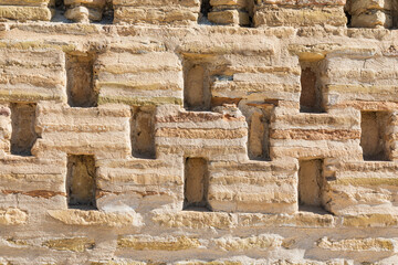 Brick work on the Ismail Samani Masouleum in Bukhara. - 776227401