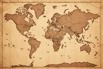 Fototapeta na wymiar World map, A vintage map of the world in sepia tones, AI generated
