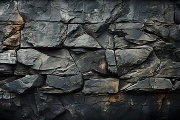 minimalistic design black concrete wall , grunge stone texture , dark gray rock surface background
