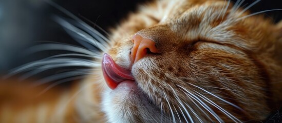 Rough Texture of Cats Tongue A Grooming Essential for Feline Health and Hygiene - obrazy, fototapety, plakaty