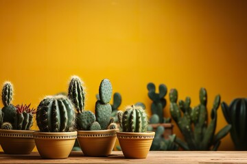 minimalistic design Cinco de Mayo holiday background. Maracas, cactus and hat on yellow background