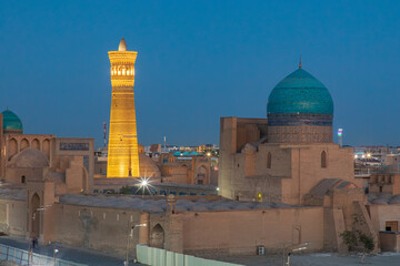 Dome and minaret of the Kalan Mosque in Bukhara. - 776229464