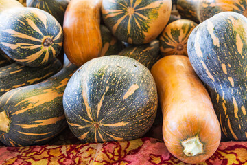Fresh melons for sale at a market in Bukhara. - 776229637
