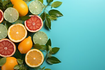 minimalistic design Get ready for a summer blast with this top view flat lay of citrus juices and cocktails