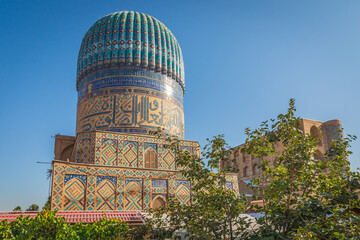 The ribbed dome of the Bibi Khanym Mosque in Samarkand. - 776230694