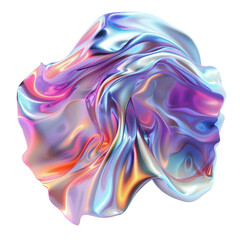 Fototapeta premium abstract shapes holographic fabric isolated. 3d fluid shape holographic gradient.