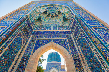 The beautifully decorated Gur-i Amir Mausoleum in Samarkand. - 776231443