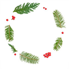 Minimalist Christmas frame with red berries