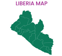 High detailed map of Liberia. Outline map of Liberia. Africa