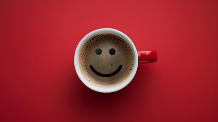 Happy Monday Coffee Cup Concept isolated on red background