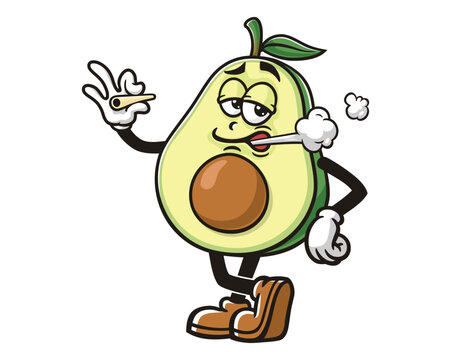 recommend clip art: smoking Avocado cartoon mascot illustration character vector clip art hand drawn