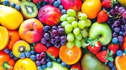 Fresh ripe colorful fruits assorted with rich vitamin nutrition healthy food. AI generated