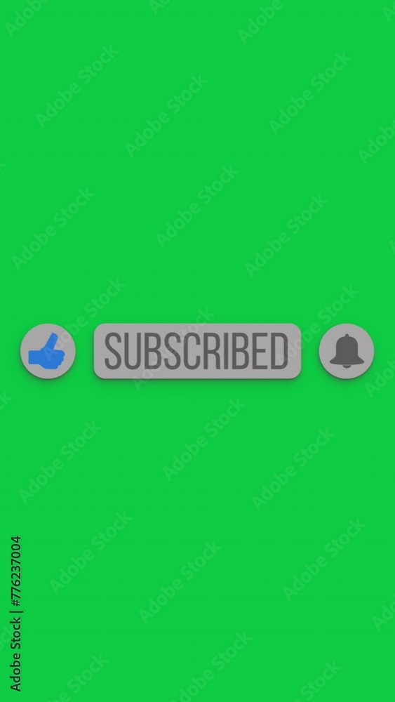 Aufkleber vertical video animation of an animated, floating subscribe button with a bell button on a green bac