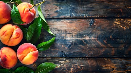 Peach natural food sound eating regimen on wooden background