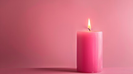 Obraz na płótnie Canvas pink decorative candle burns.
