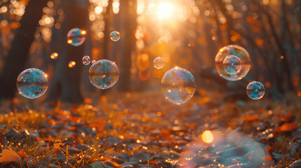 Ethereal soap bubbles frozen in time, encapsulating the ephemeral beauty of transience. 