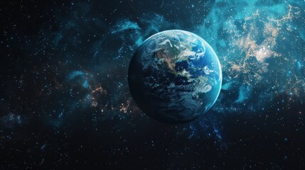 Fantasy earth globe planet on dark space background. Generative AI - obrazy, fototapety, plakaty