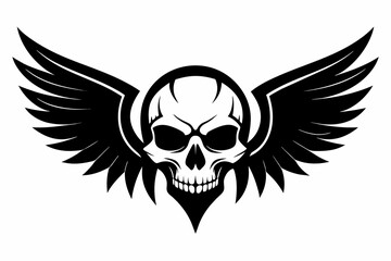wing skull vector silhouette on white background