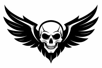 wing skull vector silhouette on white background