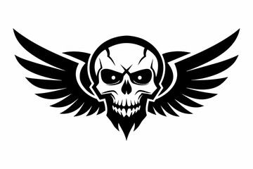wing skull vector silhouette on white background
