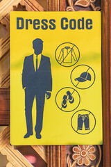 Sign for the dress code at a restaurant in Samarkand.