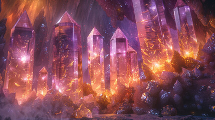 Hyper-detailed crystal formations floating in a dreamlike space, offering a touch of mystique. 