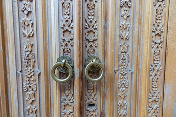 Doors at the Shah Arab Mausoleum at the Shah-i-Zinda in Samarkand. - 776240676