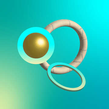 Minimalist shapes in turquoise, synthetic and gold