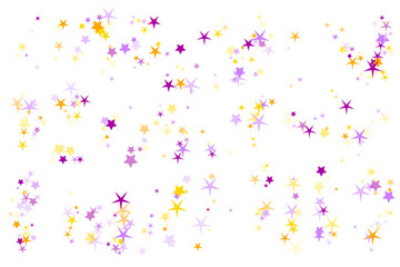 Violet and yellow stars simple vector illustration. Holiday background. Stars of different shapes. - 776241209