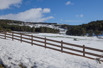Landscape of snowy meadows in the Sierra de Gredos