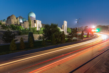 Evening view of the Shah-i-Zinda in Samarkand.