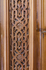Decorative wood work at the ancient Observatory of Ulugbek in Samarkand. - 776242236