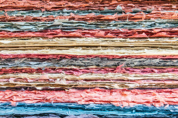 Colorful hand made paper at a shop in Samarkand.