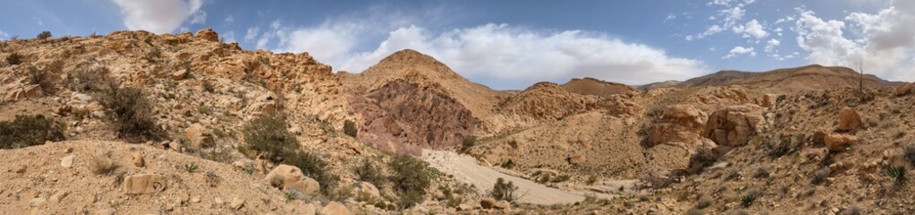Jordan Trail from Um Qais to Aqaba, beautiful mountains,rocks and desert panorama landscape view during this long distance trail 
