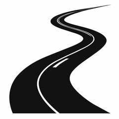 Curving road isolated vector silhouette