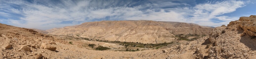 Jordan Trail from Um Qais to Aqaba, beautiful mountains,rocks and desert panorama landscape view during this long distance trail 
