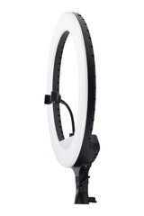 LED ring light with phone holder isolated from background