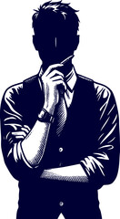 a man is working at a computer and silhouette sketch art vector design.
