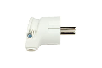 Electric European plug, isolate. The concept of saving electricity or charging. Black power cable with plug	