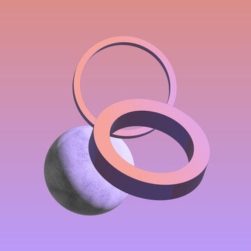 Pink and purple synthetic elements