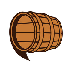 combination of wine barrel and word balloon logo icon