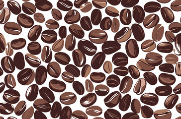 Obraz premium Brown roasted coffee beans in a repeating pattern, ideal for cafe wallpapers or coffee menus