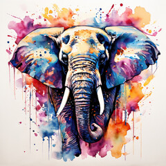 Obraz premium Art painting of elephant. Abstract majestic animal on colorful background.