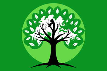 Obraz premium Symbolizing our commitment to environmental conservation and the preservation of our planet, this vibrant green tree stands as a powerful emblem of sustainability and stewardship