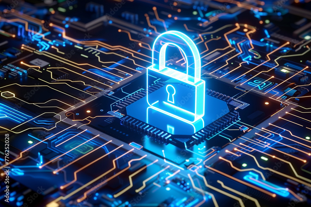 Poster Lock Secured on Computer Circuit