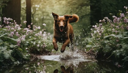 brown dog in the water