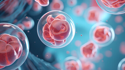 3d rendering of Human cell or Embryonic stem cell microscope background