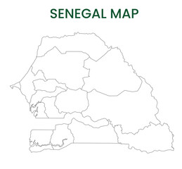 High detailed map of Senegal. Outline map of Senegal. Africa