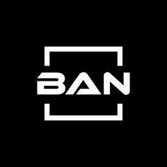 Initial letter BAN logo design. BAN logo design inside square.